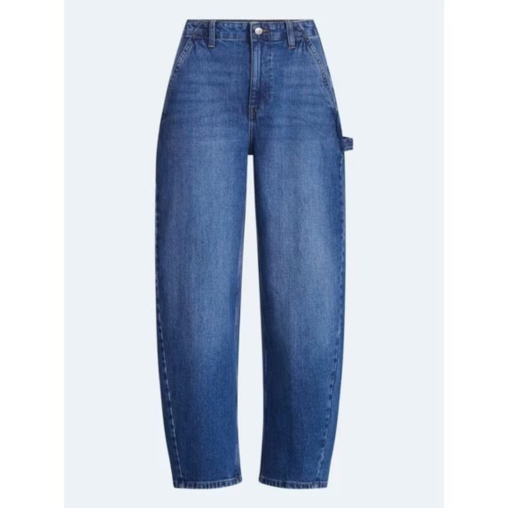 Free Assembly Womens High Rise Cropped Carpenter Barrel Jeans Blue Size 12 NWT